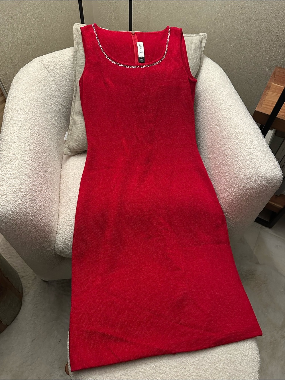 NWOT St. John Evening Embellished Santana Knit Sheath Dress - Size 6
